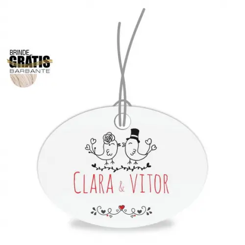 Tag casamento oval passarinhos