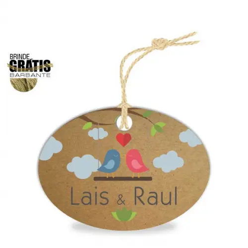 Tag casamento oval passarinhos