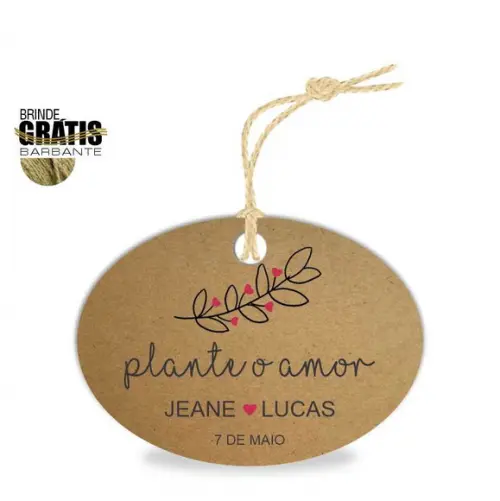 Tag casamento oval plante amor