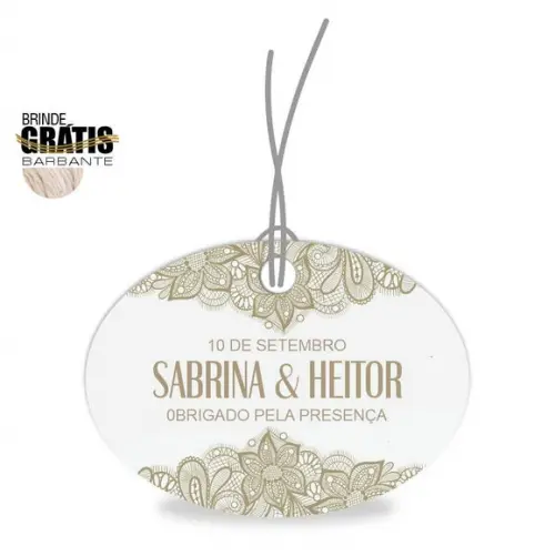 Tag casamento oval renda