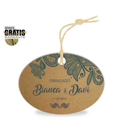 Tag casamento oval renda
