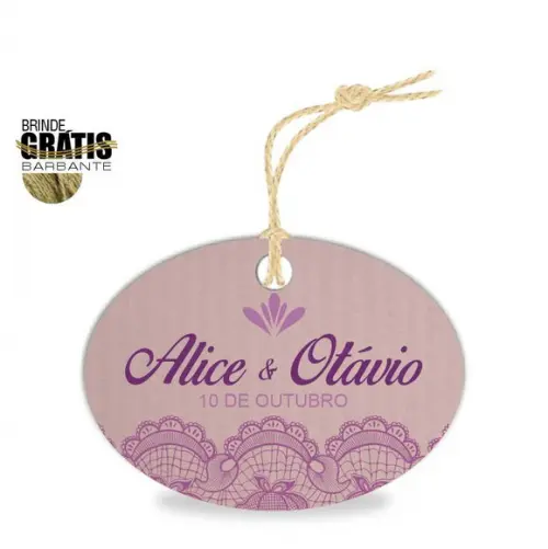 Tag casamento oval renda