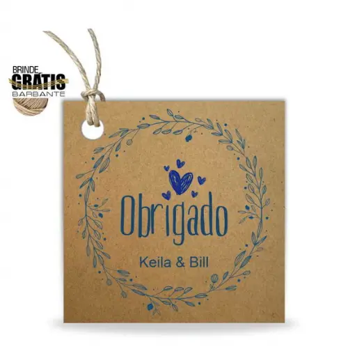 Tag casamento quadrada agradecimento