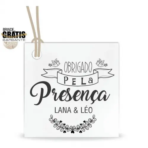 Tag casamento quadrada agradecimento