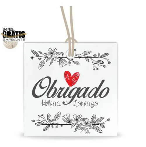 Tag casamento quadrada agradecimento