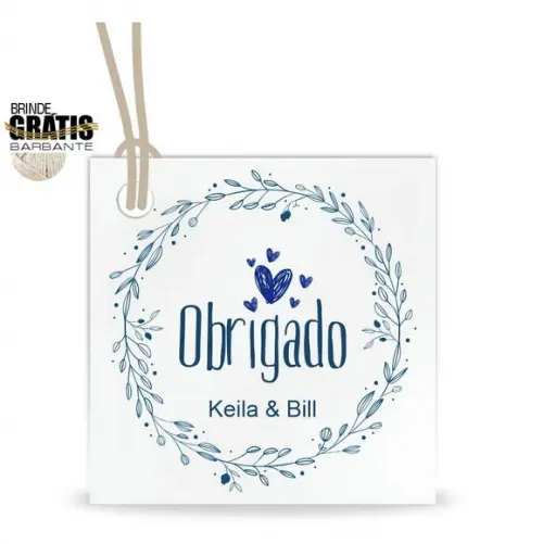 Tag casamento quadrada agradecimento