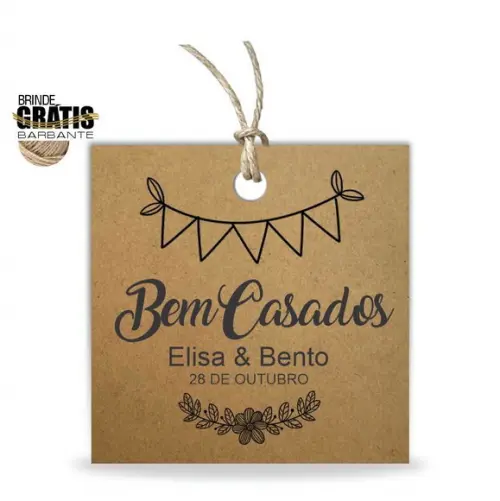 Tag casamento quadrada bem-casados