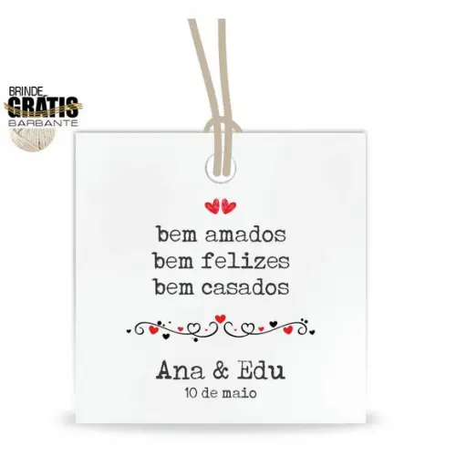 Tag casamento quadrada bem-casados