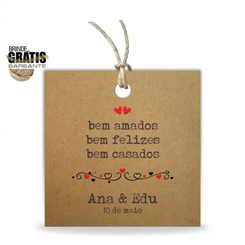 Tag casamento quadrada bem-casados