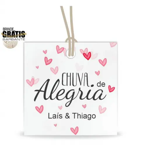Tag casamento quadrada chuva de alegria