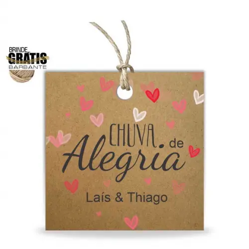 Tag casamento quadrada chuva de alegria