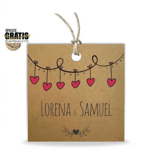 Tag casamento quadrada coração