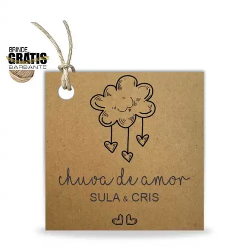 Tag casamento quadrada chuva de amor