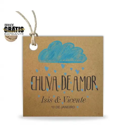 Tag casamento quadrada chuva de amor