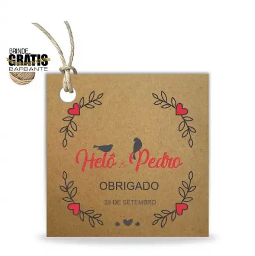 Tag casamento quadrada floral