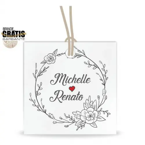 Tag casamento quadrada floral