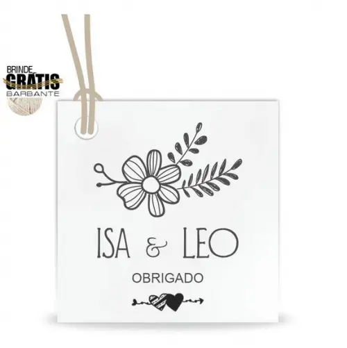 Tag casamento quadrada floral