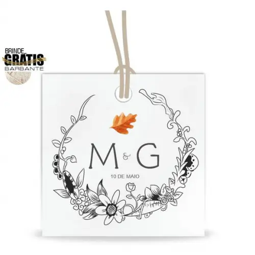 Tag casamento quadrada floral