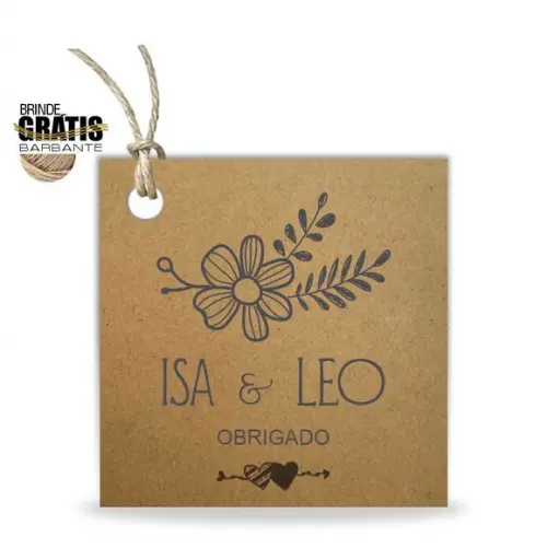 Tag casamento quadrada floral