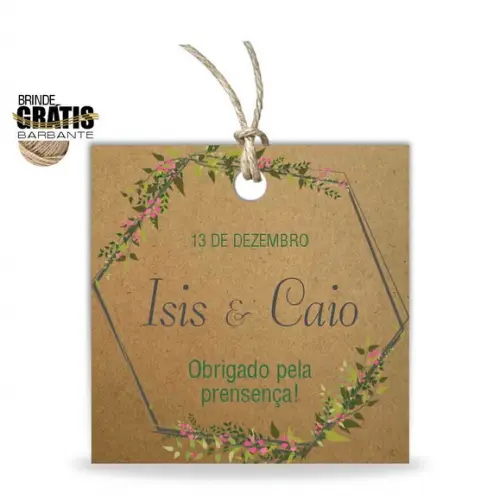 Tag casamento quadrada floral