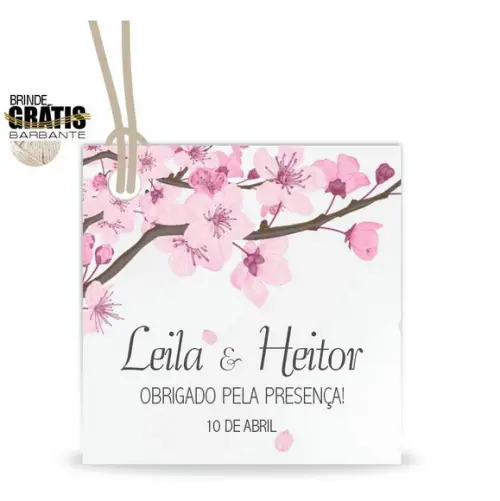 Tag casamento quadrada floral