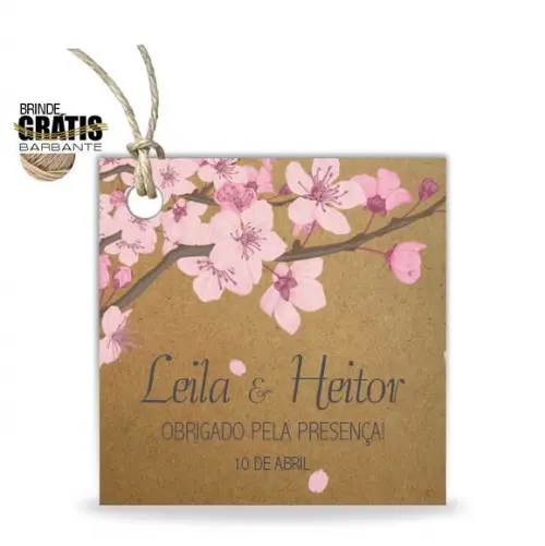 Tag casamento quadrada floral