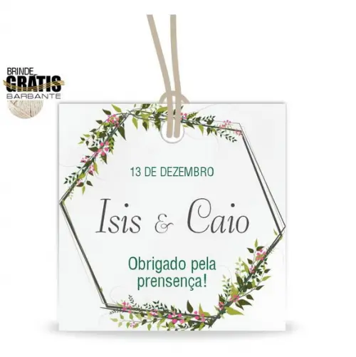 Tag casamento quadrada floral