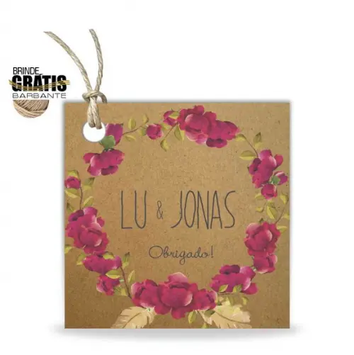 Tag casamento quadrada floral