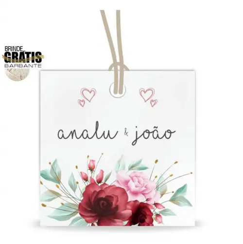 Tag casamento quadrada floral