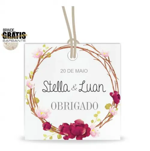 Tag casamento quadrada floral