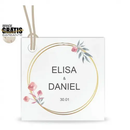 Tag casamento quadrada floral