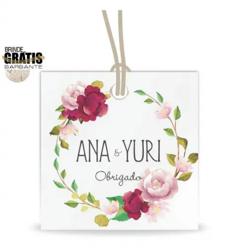 Tag casamento quadrada floral