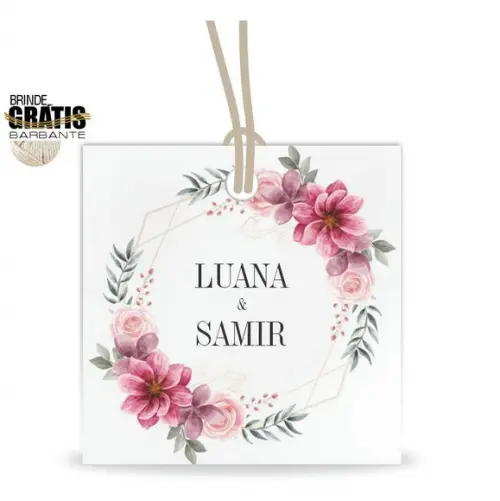 Tag casamento quadrada floral