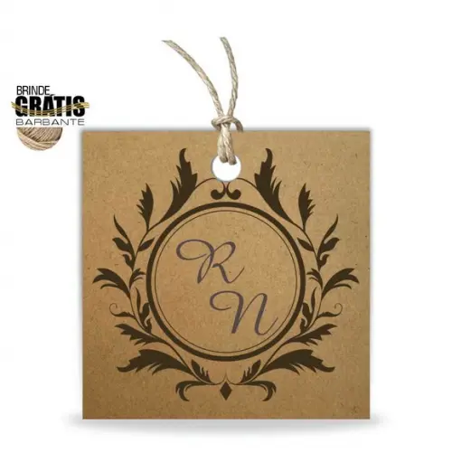 Tag casamento quadrada monograma