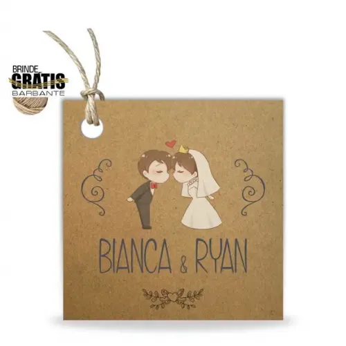 Tag casamento quadrada noivinhos