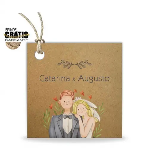 Tag casamento quadrada noivinhos