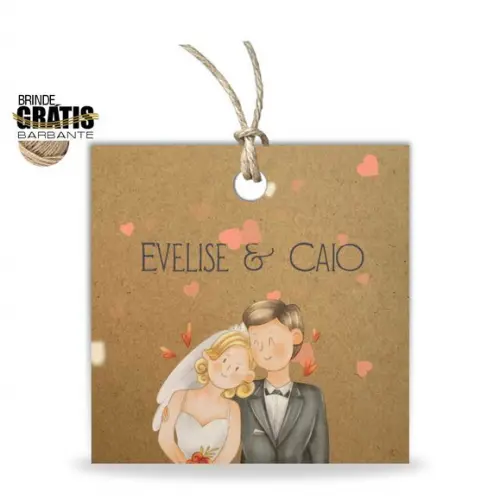 Tag casamento quadrada noivinhos
