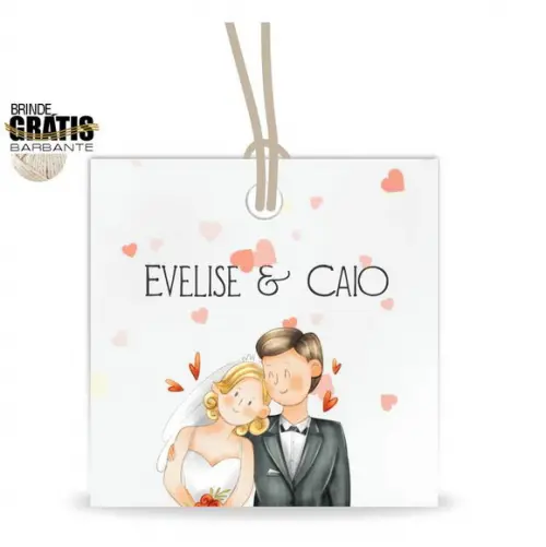 Tag casamento quadrada noivinhos