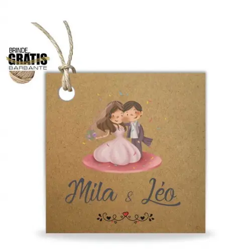 Tag casamento quadrada noivinhos