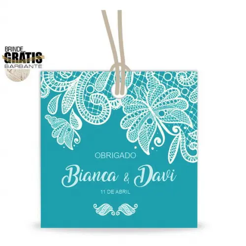 Tag casamento quadrada renda