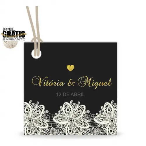 Tag casamento quadrada renda