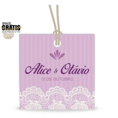 Tag casamento quadrada renda