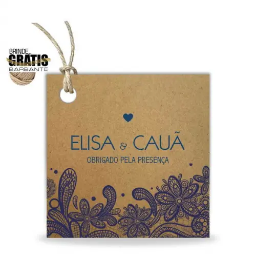 Tag casamento quadrada renda
