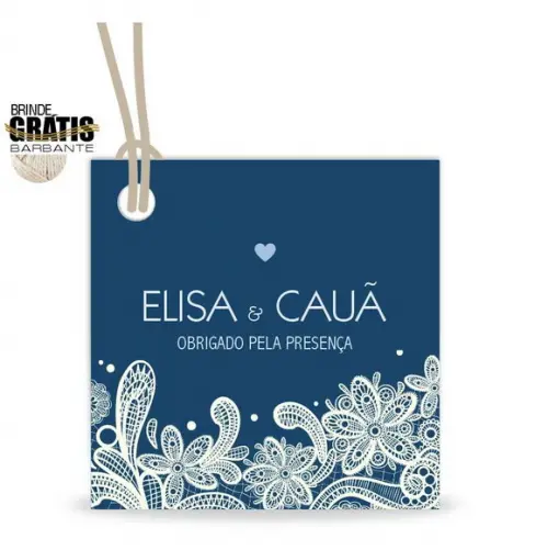 Tag casamento quadrada renda