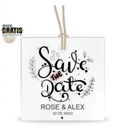 Tag casamento quadrada save the date