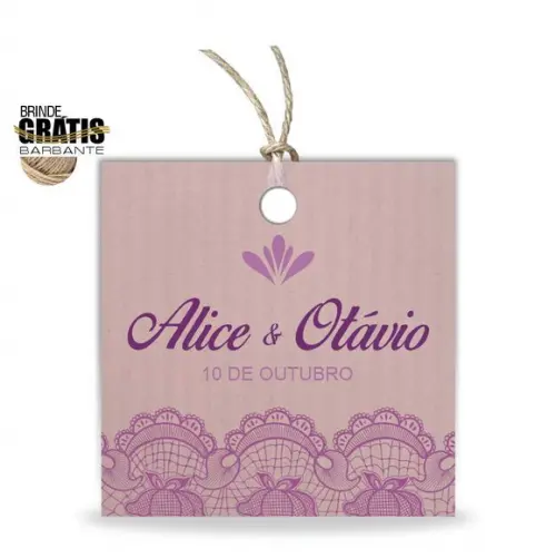 Tag casamento quadrada renda