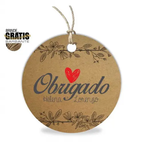 Tag casamento redonda agradecimento