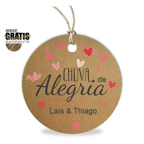 Tag casamento redonda chuva de alegria