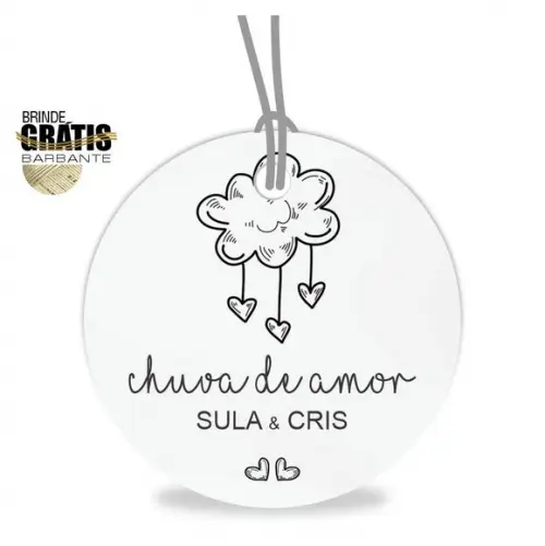 Tag casamento redonda chuva de amor