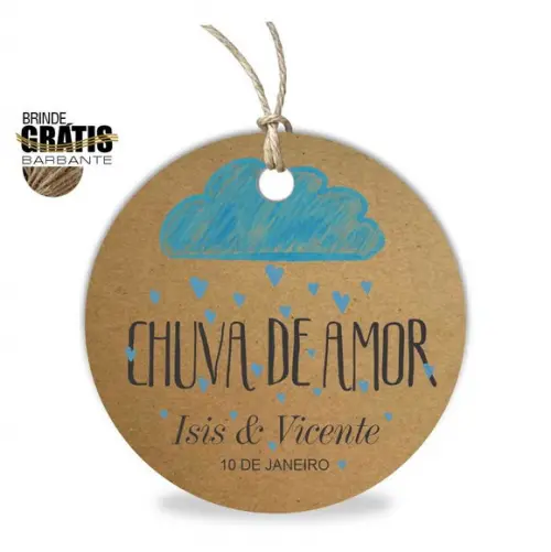 Tag casamento redonda chuva de amor